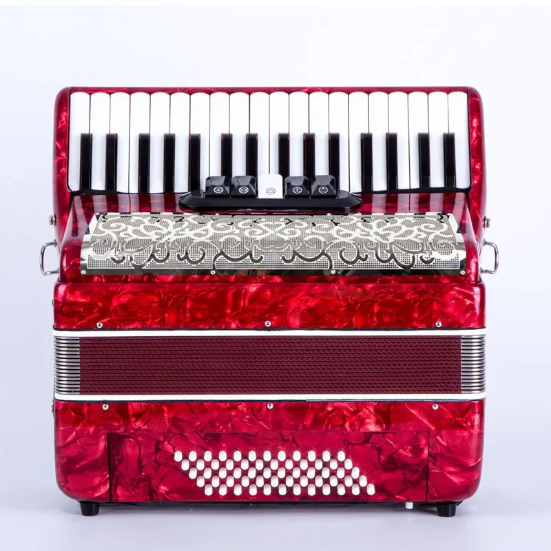 

Wholesale 60 Bass Black Grill Red Accordion Instrument 34 Keys 5 Tune Accordion