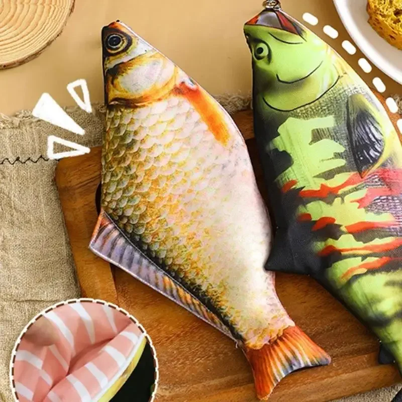 Simulated Fish Themed Pen Holders Roomy Pencil Storage Case Bag Writing Tools Washable School Essential 896C