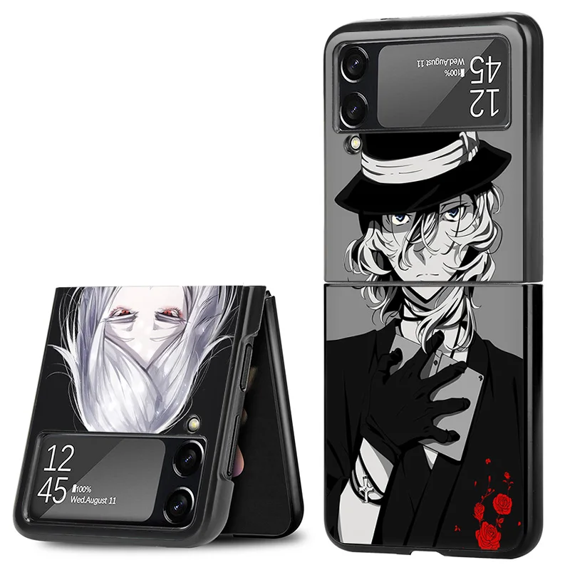 Matte Phone Case For Samsung Galaxy Z Flip6 5G Flip5 Flip4 Flip3 ZFlip 6 3 4 5 Bungou Stray Dogs Hard Black Cover