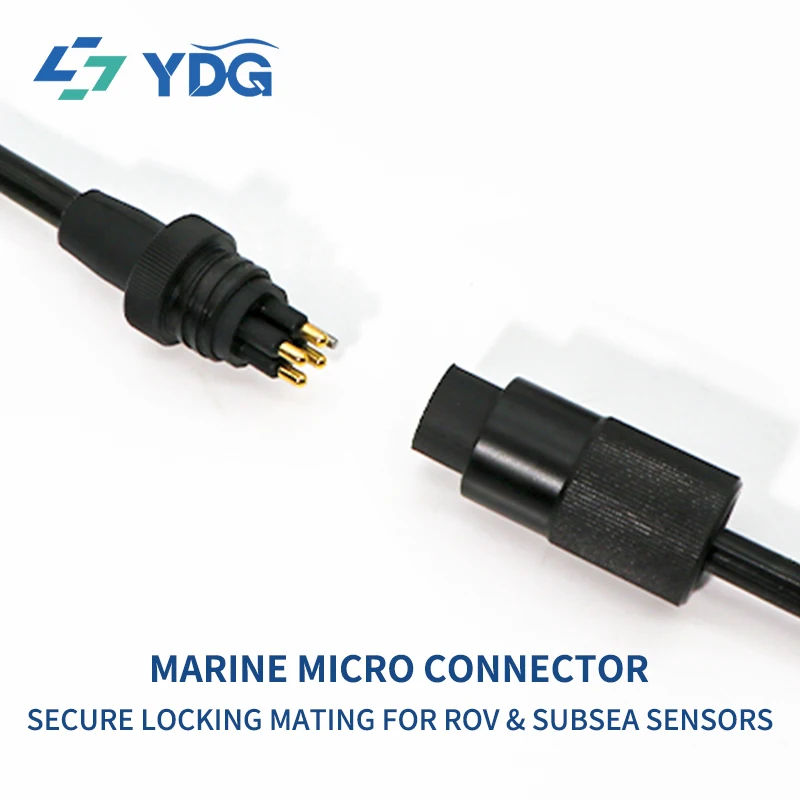 MCIL4F+MCIL4M SubConn Compatible 4 Pin Micro Underwater Connector Male & Female 10A 300V IP69K 7000m Stainless Steel Gold Plated