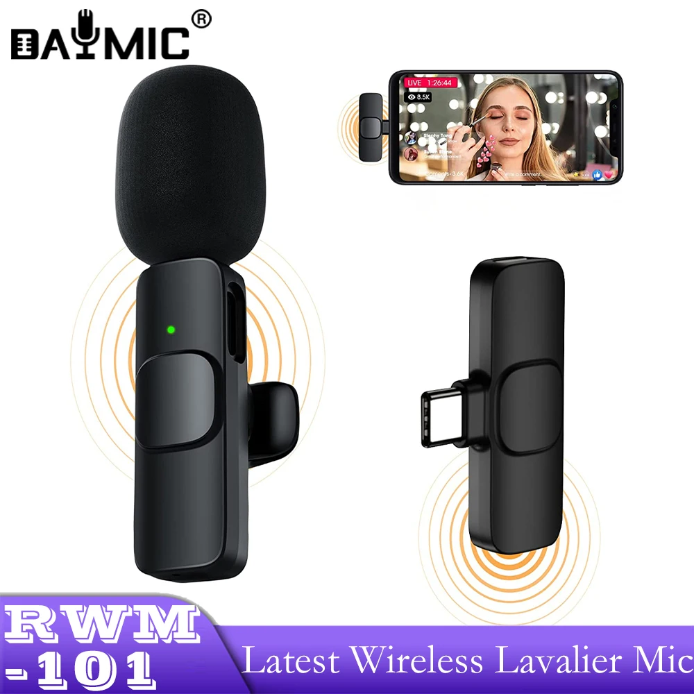 

AOSHEN RWM-101 Latest Wireless Lavalier Microphone Portable Audio Video Recording Mic For IPhone Live Broadcast Gaming