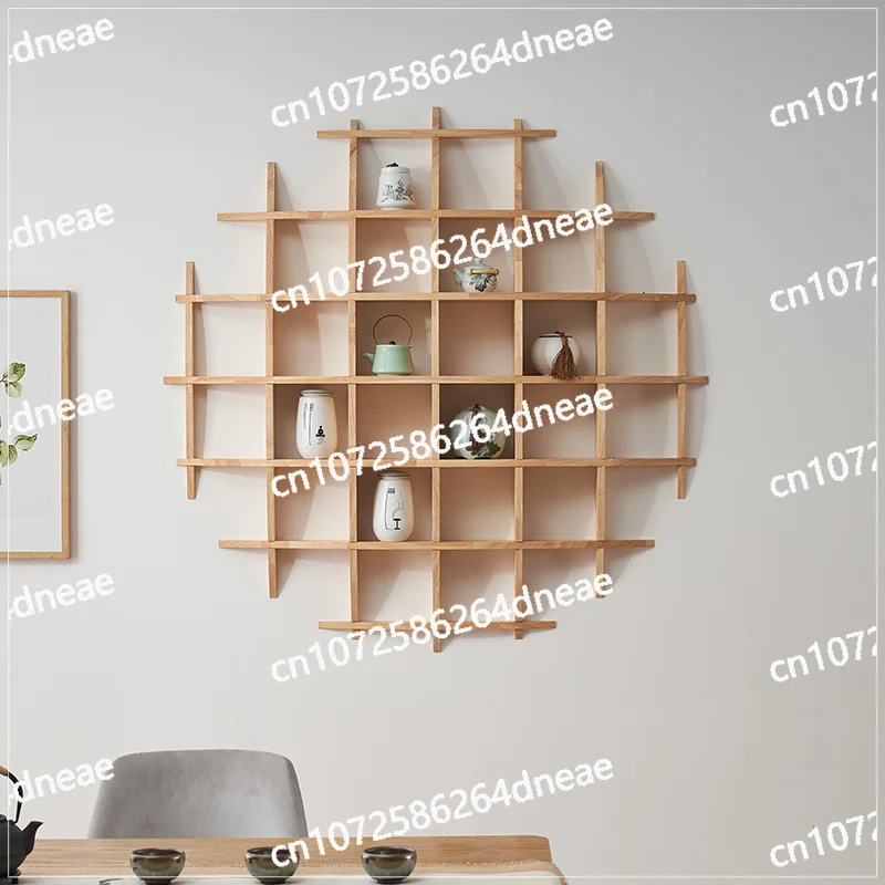 Living room decorative background teacup tea set rack wall-mounted Bogu rack Duobao Pavilion solid wood Chinese wall-mounted