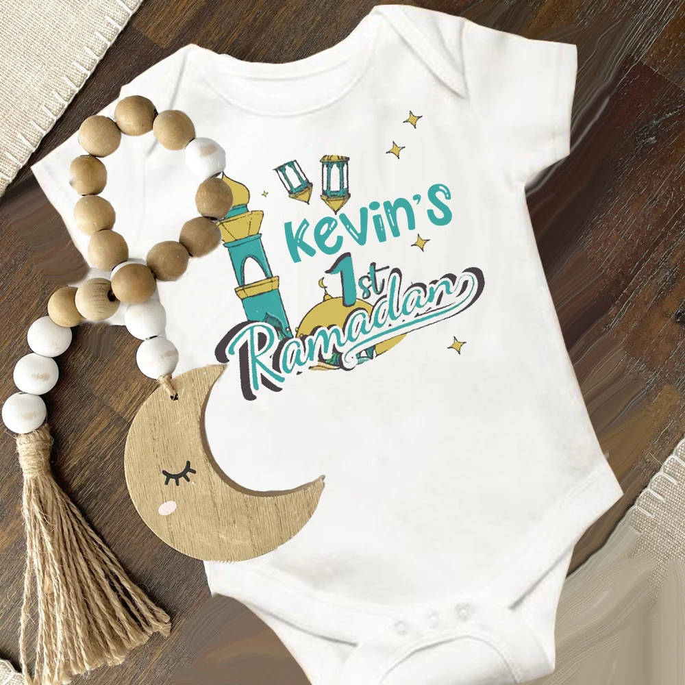 Personalised Eid Ramadan Baby Rompers Custom Name Boys Girls Eid Outfits  Jumpsuit Infant Ramadan Clothes Islamic Muslim Outfits