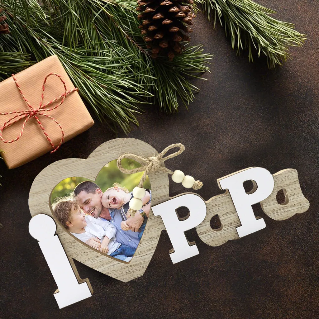 1PC Wooden Love Photo Frame Crafts for Wedding Mr&Mrs Love Heart Photo Frame Mother's/Father's Day Gifts Romantic Table HomeDeco