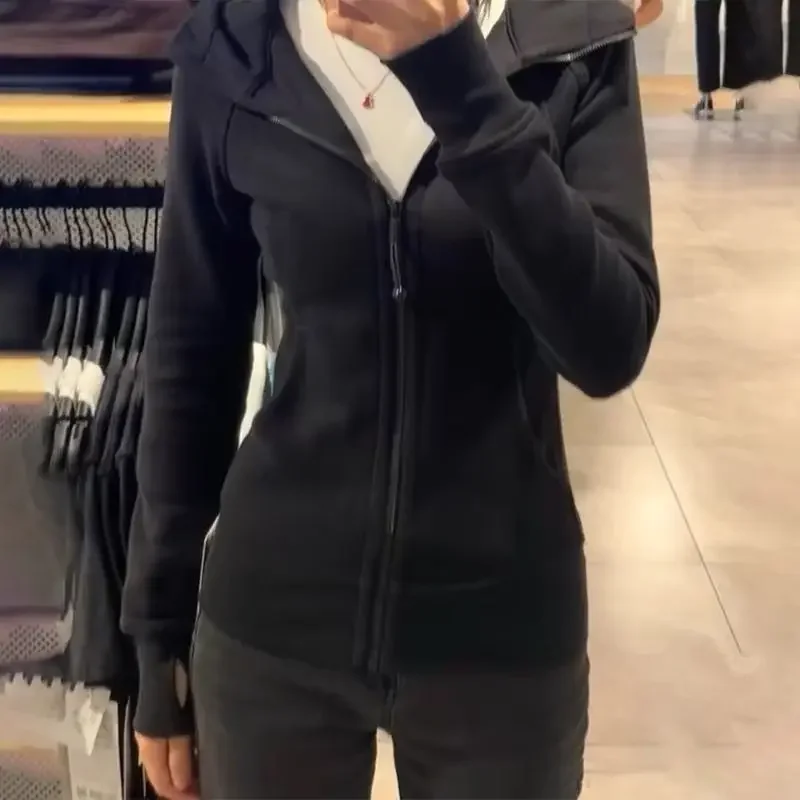 Schwarzer Kapuzenpullover 2025 Damenbekleidung mit Reißverschluss, schmal geschnitten, Y2k-Jacken, lässige Mode-Sweatshirts, Oberteile, Ropa Mujer – Detail 27