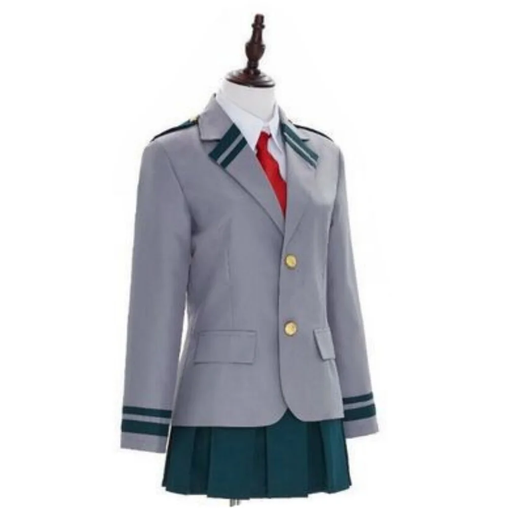 My Hero Academia Anime Uraraka Ochako Cosplay Costume School Uniform Set Wig Suit Halloween Role Play