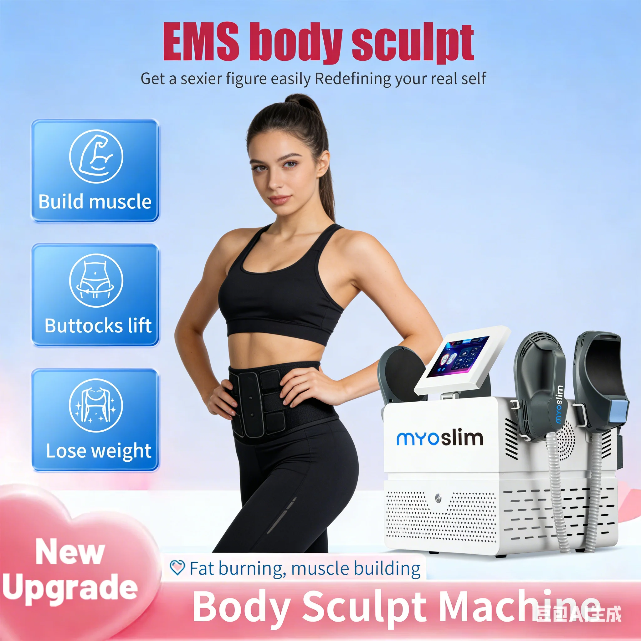 

Аппарат EMS MYOslim для коррекции фигуры и снижения веса, 6500 Вт, высокомощный HI-EMT стимулятор мышц, для похудения, коррекции фигуры и уменьшения жира