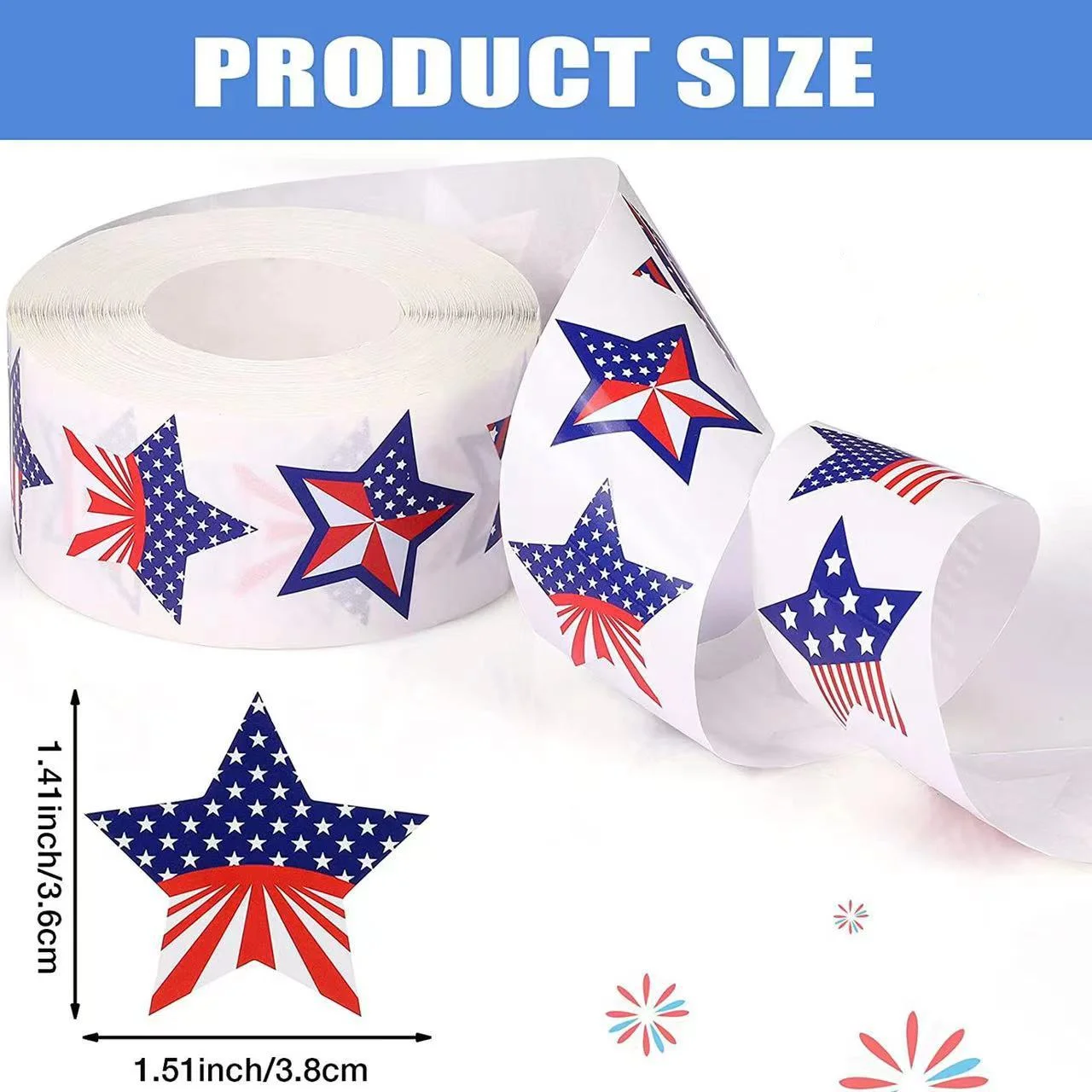 Star-Shaped Flag Sticker for Party Decoration, American Flag Label, 100PCs