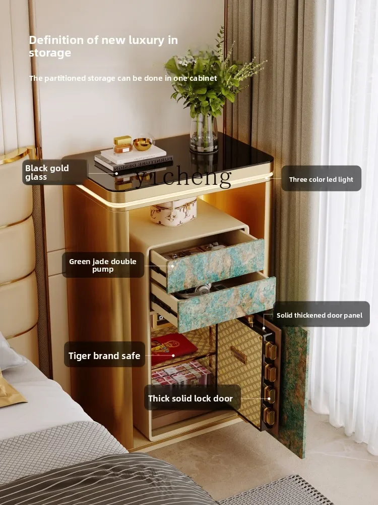 W5.14 Bedside Table Bedroom Solid Wood Storage Chest Tiger Brand Safe Home Anti-theft