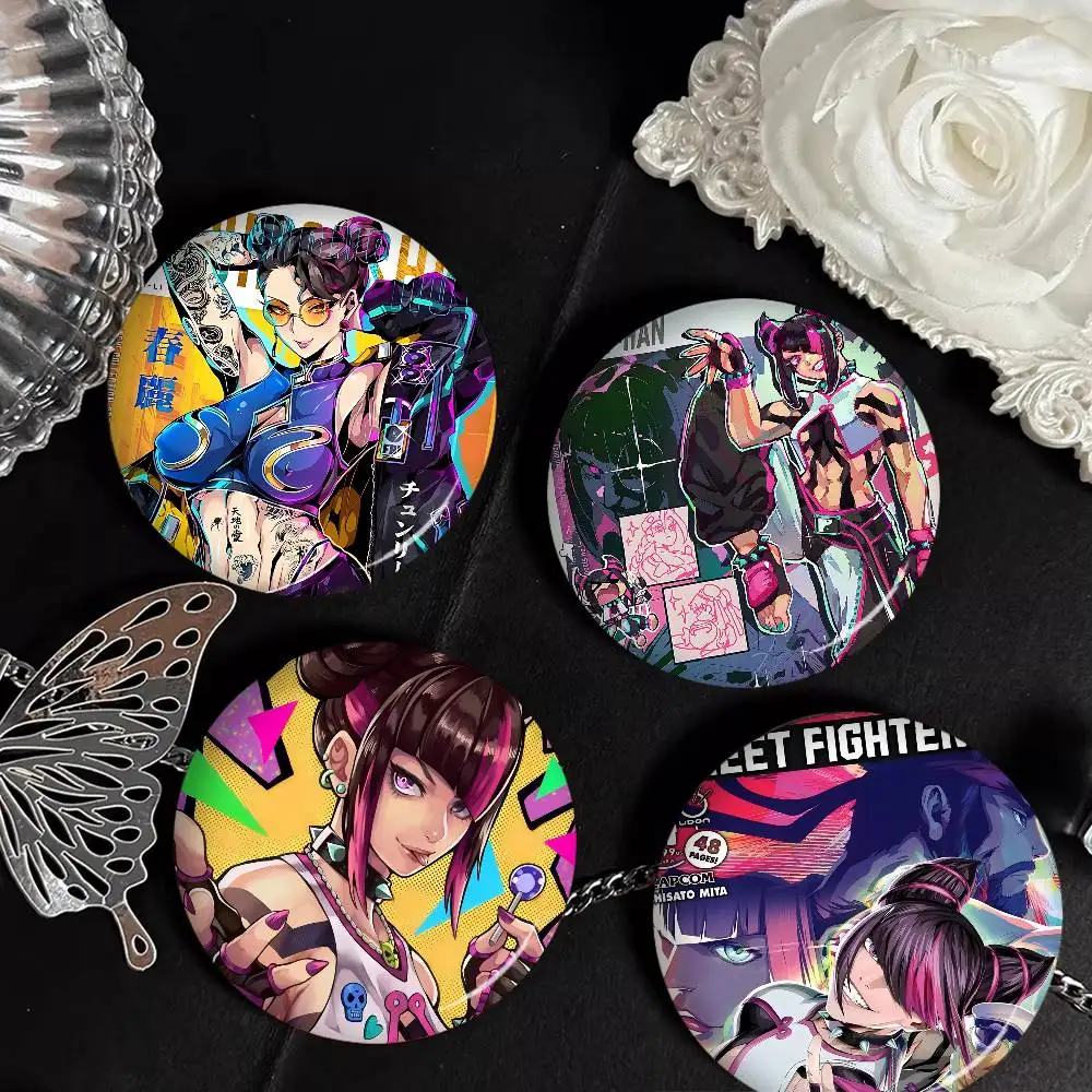 Fighting games J-Juri Role Anime Button Pin Handmade Brooch for Clothes Cartoon Badge Backpack Decoration Jewelry Accessories
