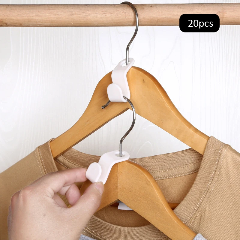 

20pcs Hanger Connection Hooks Stacked With Clothes Hooks For Wardrobe Space Saving Organization