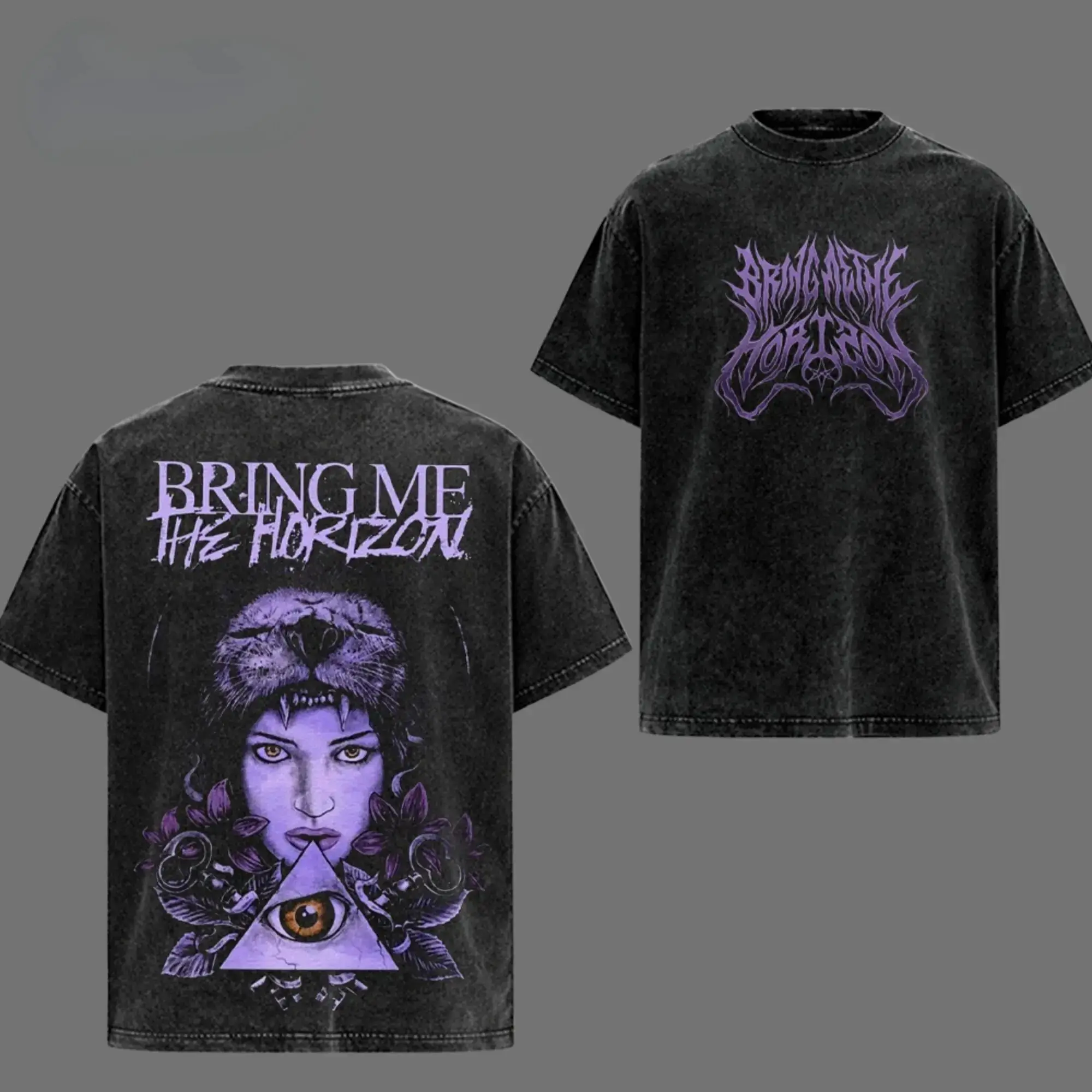 Rock-Punk-Kleidung BMTH Vintage Washed T-Shirt 2026 Bring Me The Horizon Tour T-Shirt Sommer Casual Baumwolle Kurzarm Unisex – Detail 2