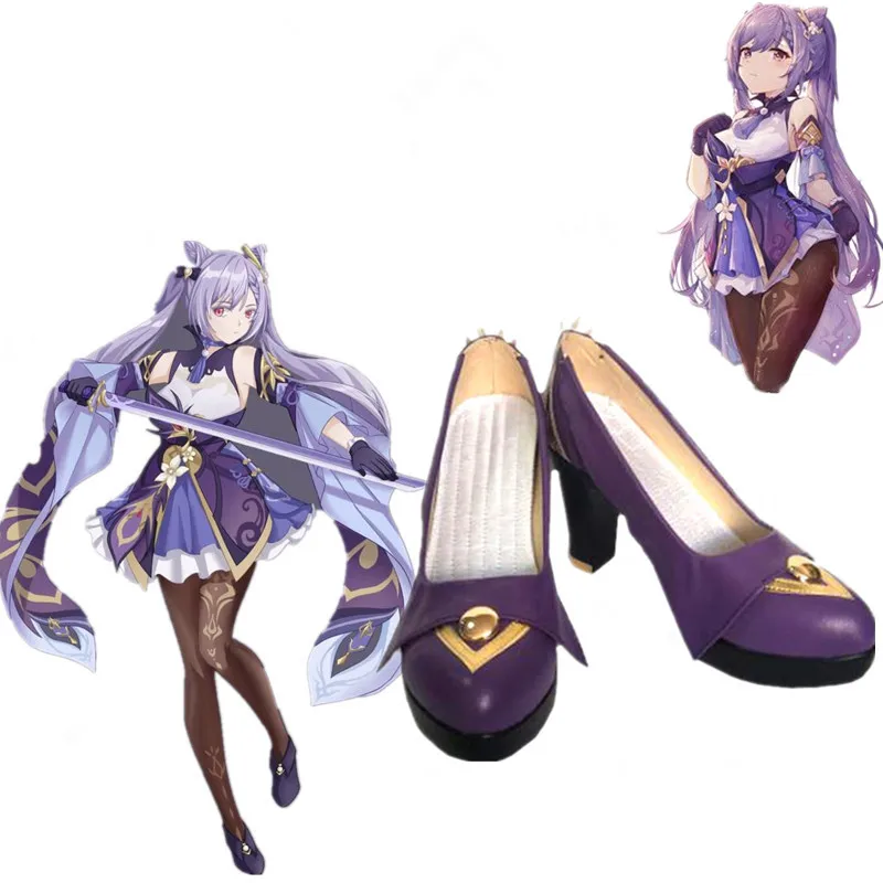 

Game Genshin Impact Keqing Cosplay Shoes Keqing High Heels Cosplay Keqing Shoes Purple High Heels For Women Halloween