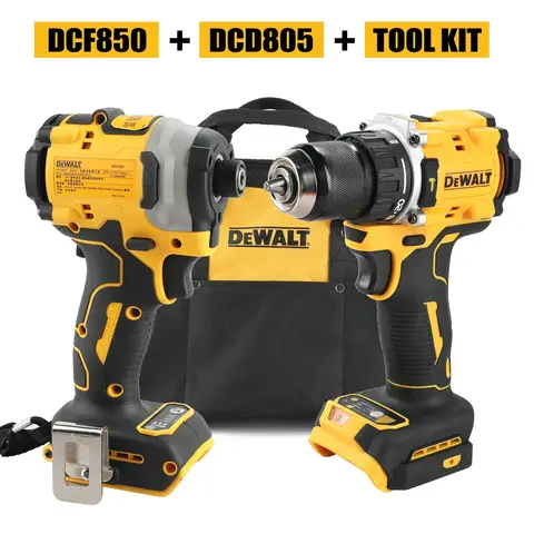 Drill Impact Kit DEWALT 20V Cordless Tool Kit DCF850 Impact Driver + DCD805 Drill with 205N.m Torque for Construction & Home DIY Projects