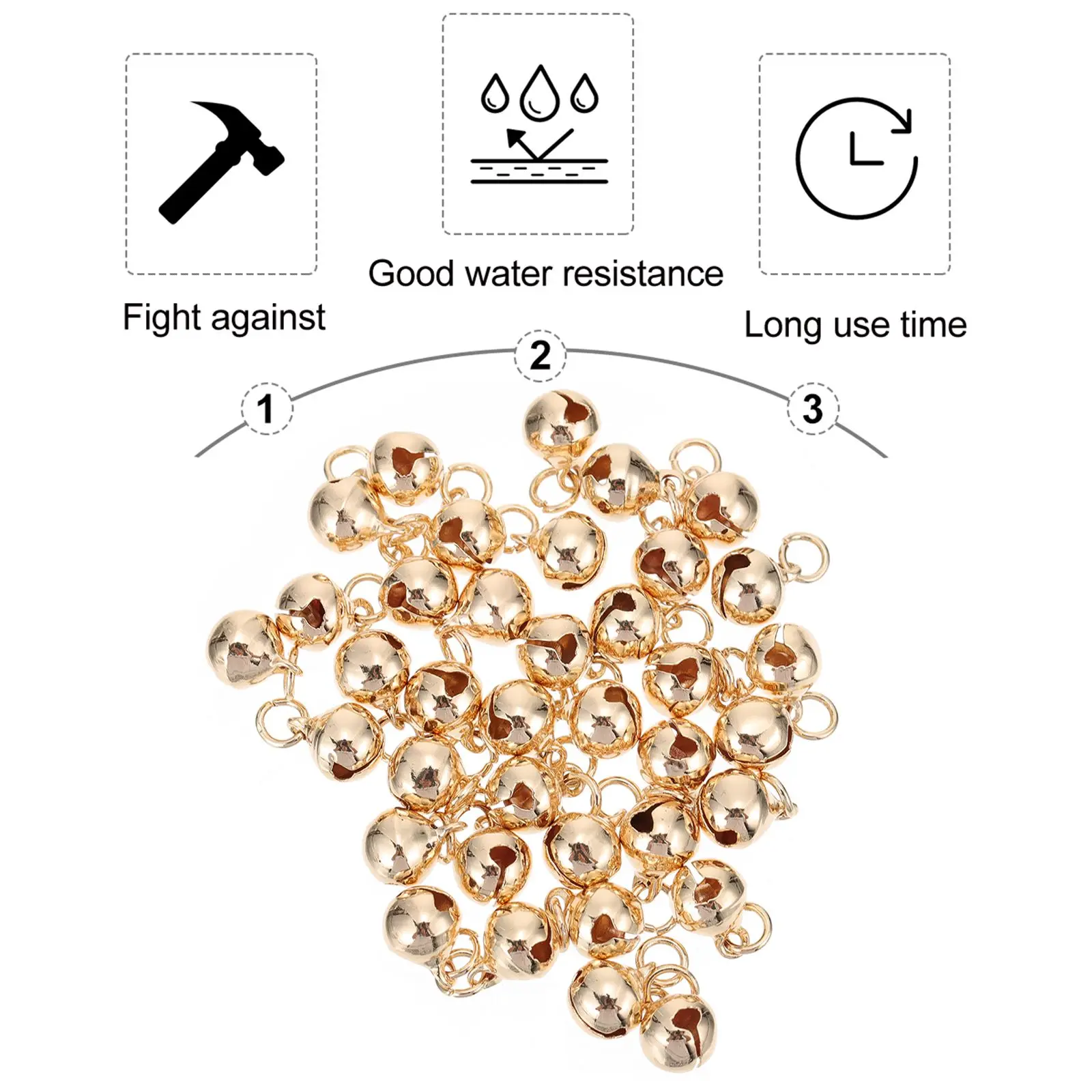 

50pcs Bell Pendants 8mm Mini Bells Jewelry Making Supplies Copper Charms Necklace Accessories Fade Resistant Christmas Gifts