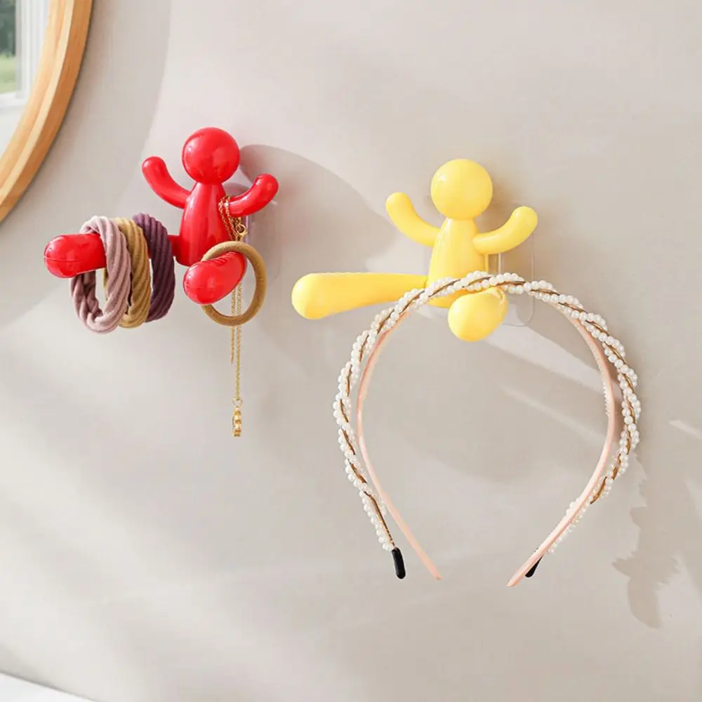 

3pcs Creative Wall Shelf Organizer Portable Space Saving Key Storage Rack Cartoon Hair Accessories Hooks Bathroom