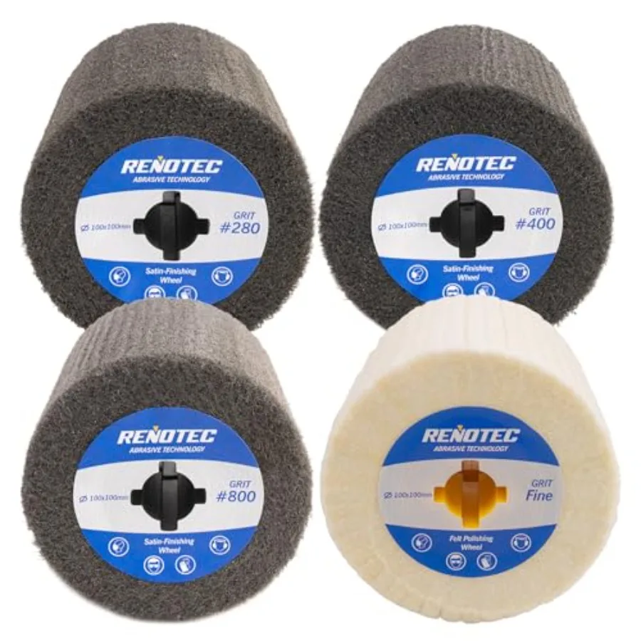 

4" Polishing Wheel Pro Pack 100x100mm Aluminum Oxide Premium Wool Grit 280/400/800/1000 from Finishing to Mirror Polishing