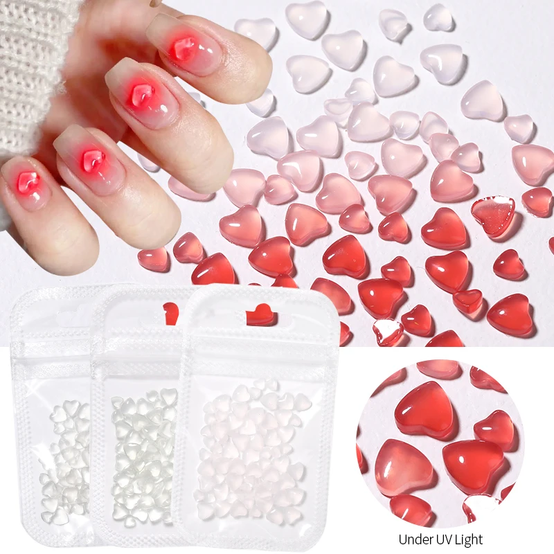 100/50/20pcs Mixed Size Love Jewelry Nail Charms Heart Nail Art Decoration 3D Butterfly Nail Parts For DIY Manicure Accessories