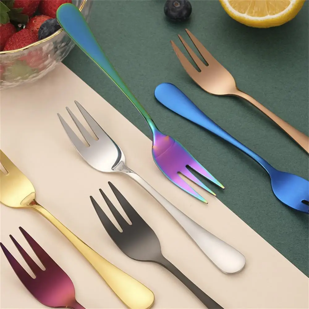 Pieces Stainless Steel Coffee Tea Fork Set Fruit Fork Ice Cream Cake Dessert Fork For Kid Home Party Mirror Gold Tableware