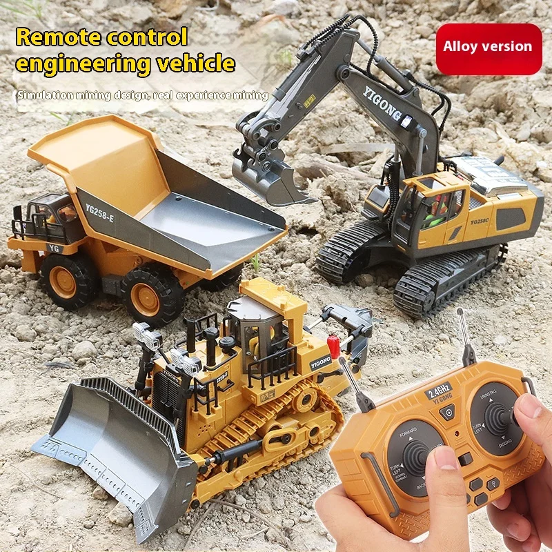 Gratis verzending afstandsbediening graafmachine legering afstandsbediening voertuig graafmachine techniek voertuig speelgoed opladen model grensoverschrijdend