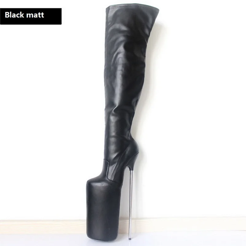 Caca 30cm Frauen Oberschenkels tiefel, Männer Cosplay Schuhe, Fetisch extrem High Heels Stiefeletten, lange Botas, Plattformen,, schwarz, rot, benutzer definierte Farben