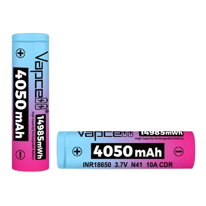 الإصدار الجديد أعلى سعة Vapcell N41 INR 18650 بطارية 4050mAh CDR 10A 3.7 فولت 18650 بطارية ليثيوم أيون قابلة للشحن لمصباح يدوي