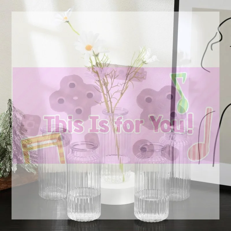 【MA】Clear Vertical Ribbed Plastic Vase, Shatterproof And Durable Centerpiece For Tabletop Floral Arrangement Décor