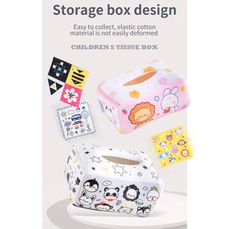 Toddler Tissue Box Toy Colorful Soft Scarf Box Crinkle Toys Early Learning Montessori Square Sensory Toy For Babies Kids