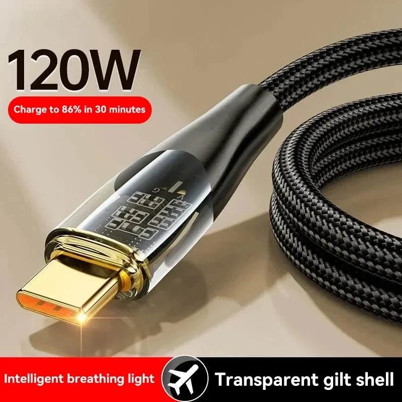 USB A To Type C Cables 120W Super Fast Charging Data Cord For Xiaomi Samsung Huawei 6A Type-c Phone Quick Charging Cord New 2026