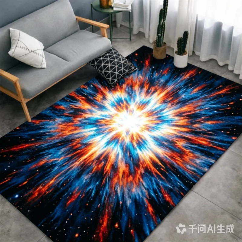 Newest Color Burst Galaxy Starburst Print Large Area Rug Non Slip Space Themed Living Room Carpet