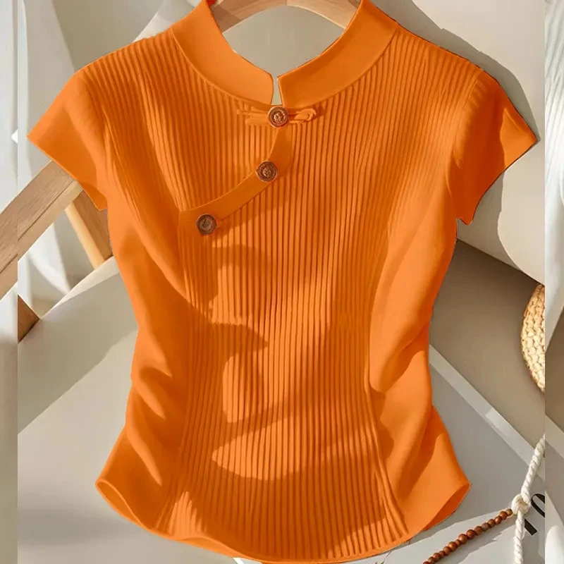 Primavera Estate Nuove donne a maniche corte maglione O-Collo Jacquard Hollow sottile maglieria maglione pullover Lady maglione lavorato a maglia Top
