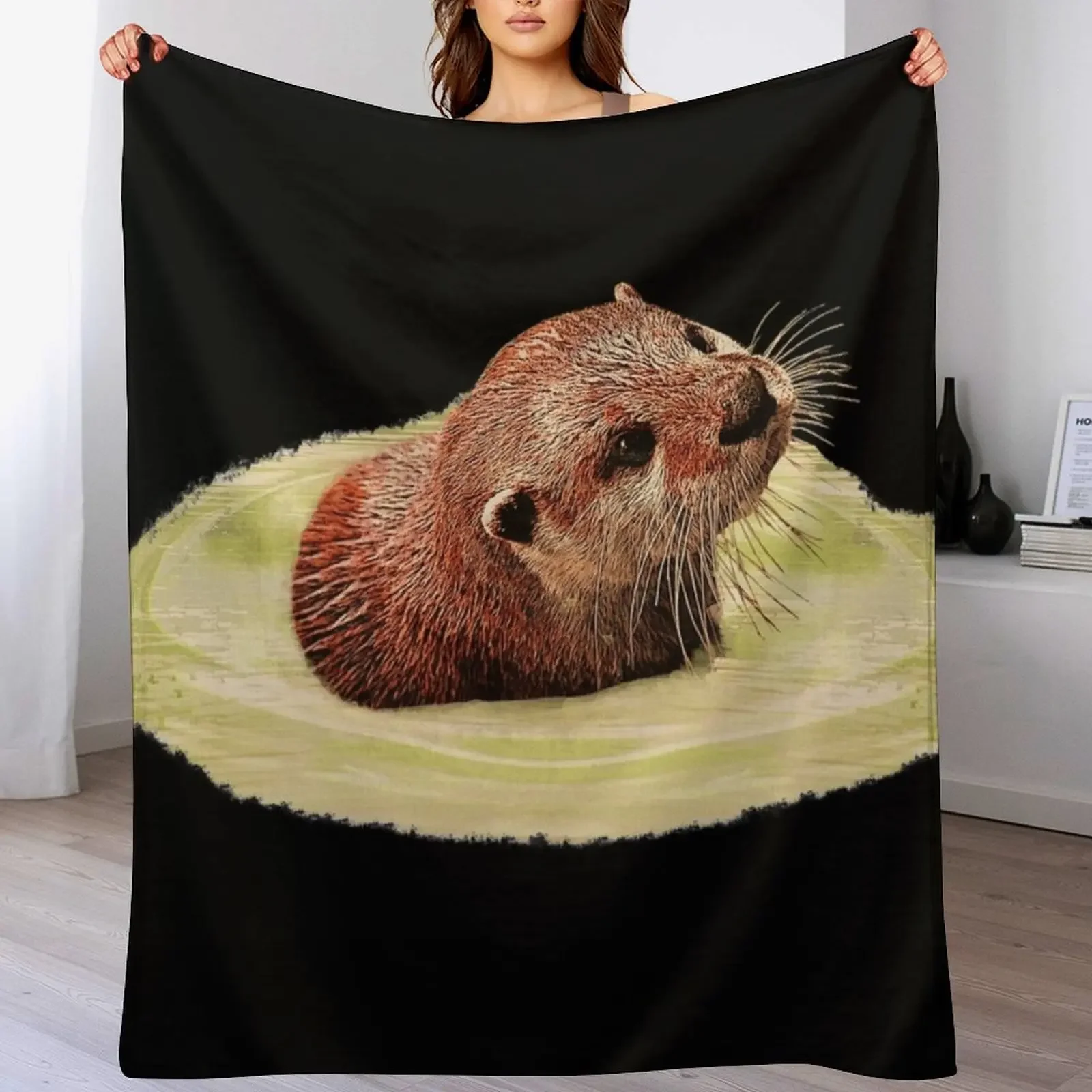 Otter canvas pattern, animal lover outfits, adorable ottershirts Throw Blanket Camping valentine gift ideas Shaggy Blankets