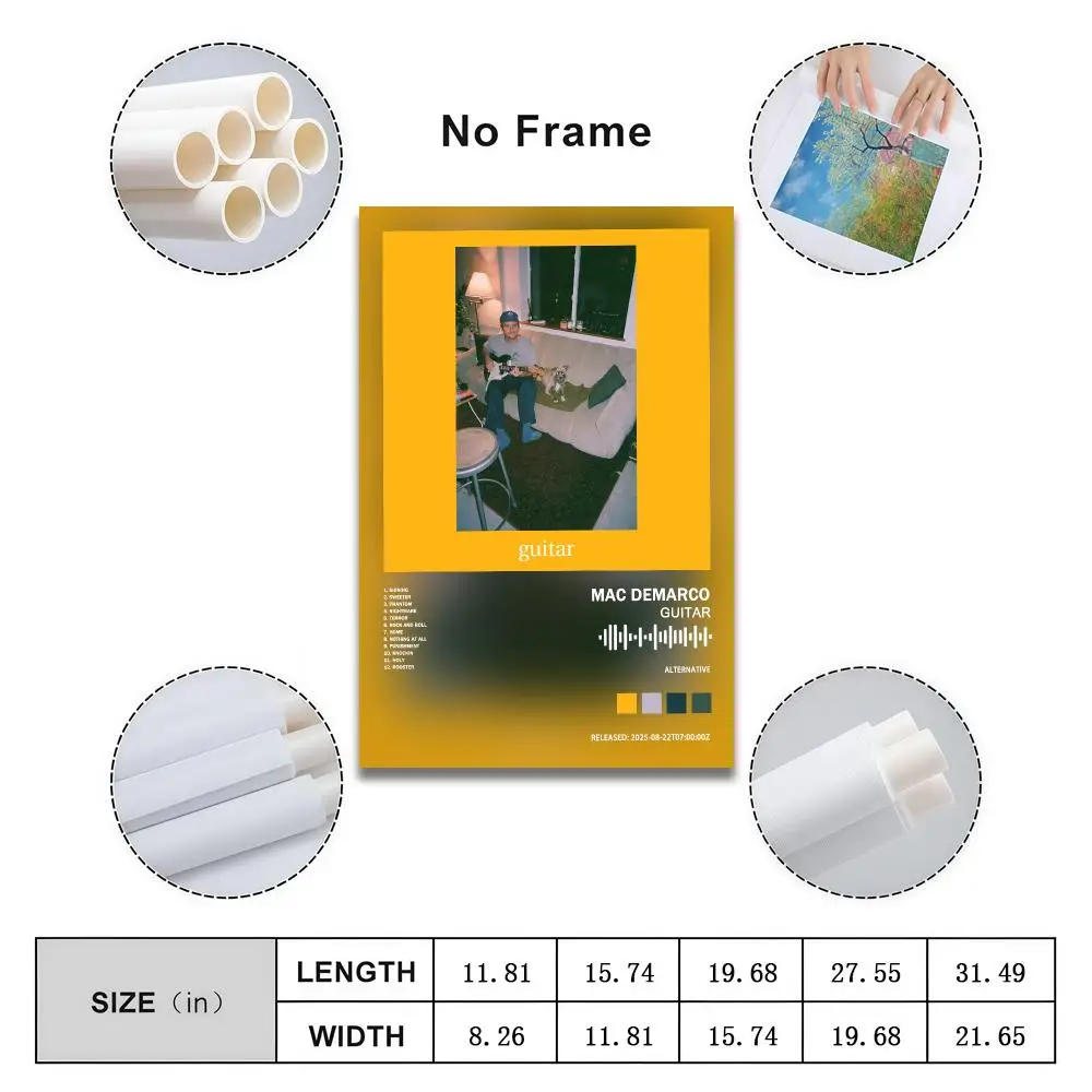 Mac DeMarco Poster Peelable Self-Adhesive Album Cover Poster Stickers, Frameless Wall Art for Singer Band Pop Rap Bedroom