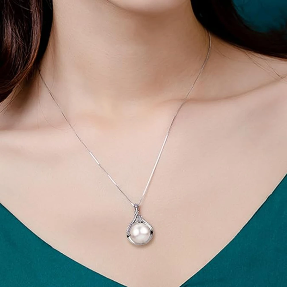 

925 Sterling Silver Water Drop Pendant Necklace 5A pearl necklace high quality Elegant Accessories for Women Fashion Jewelry