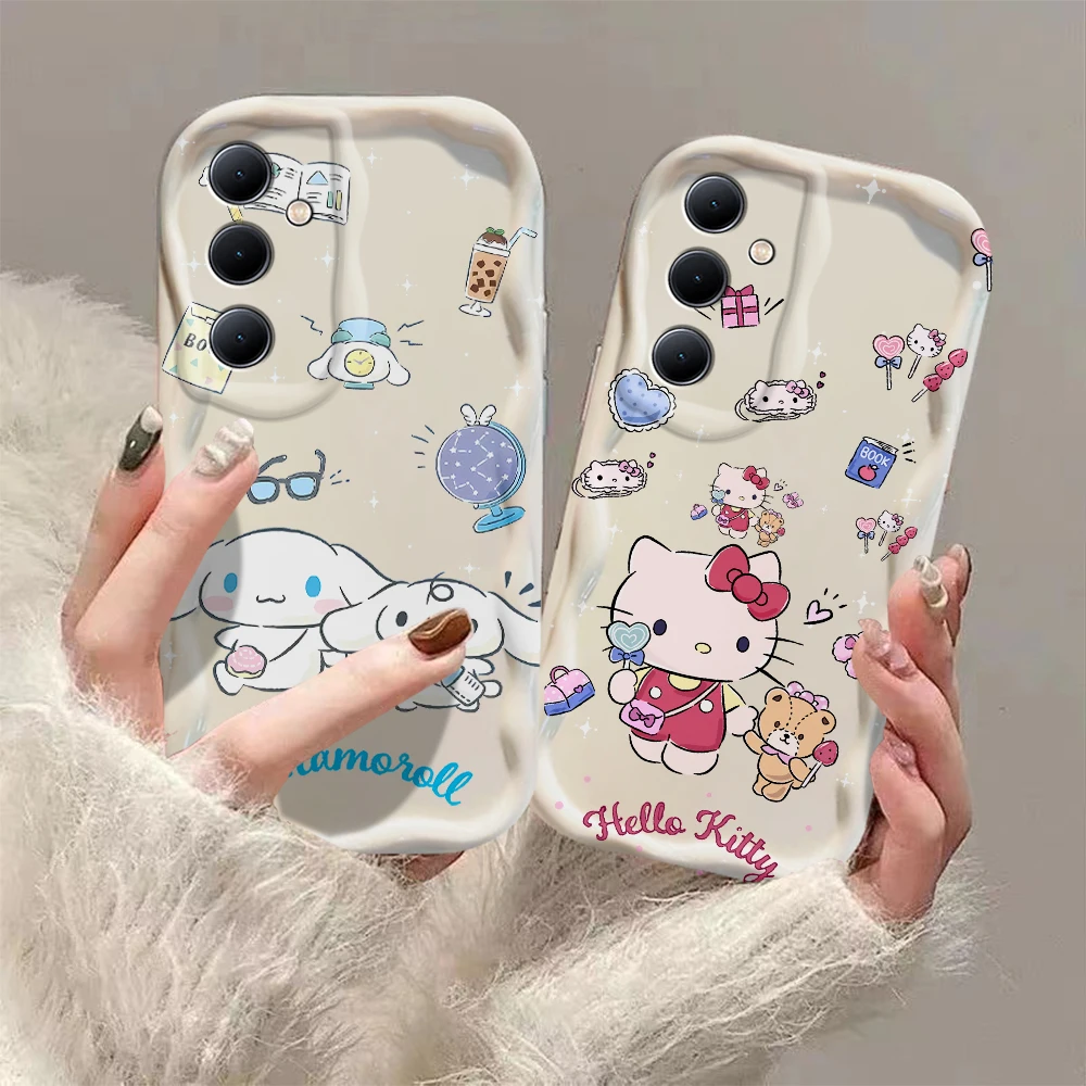 Cinnamoroll hello kitty 3D Wave Case For Xiaomi Mi 14 12 12T 11 Lite Poco M6 X6 X5 X4 F4 X3 M3 Pro 4G 5G Soft Silicone Cover