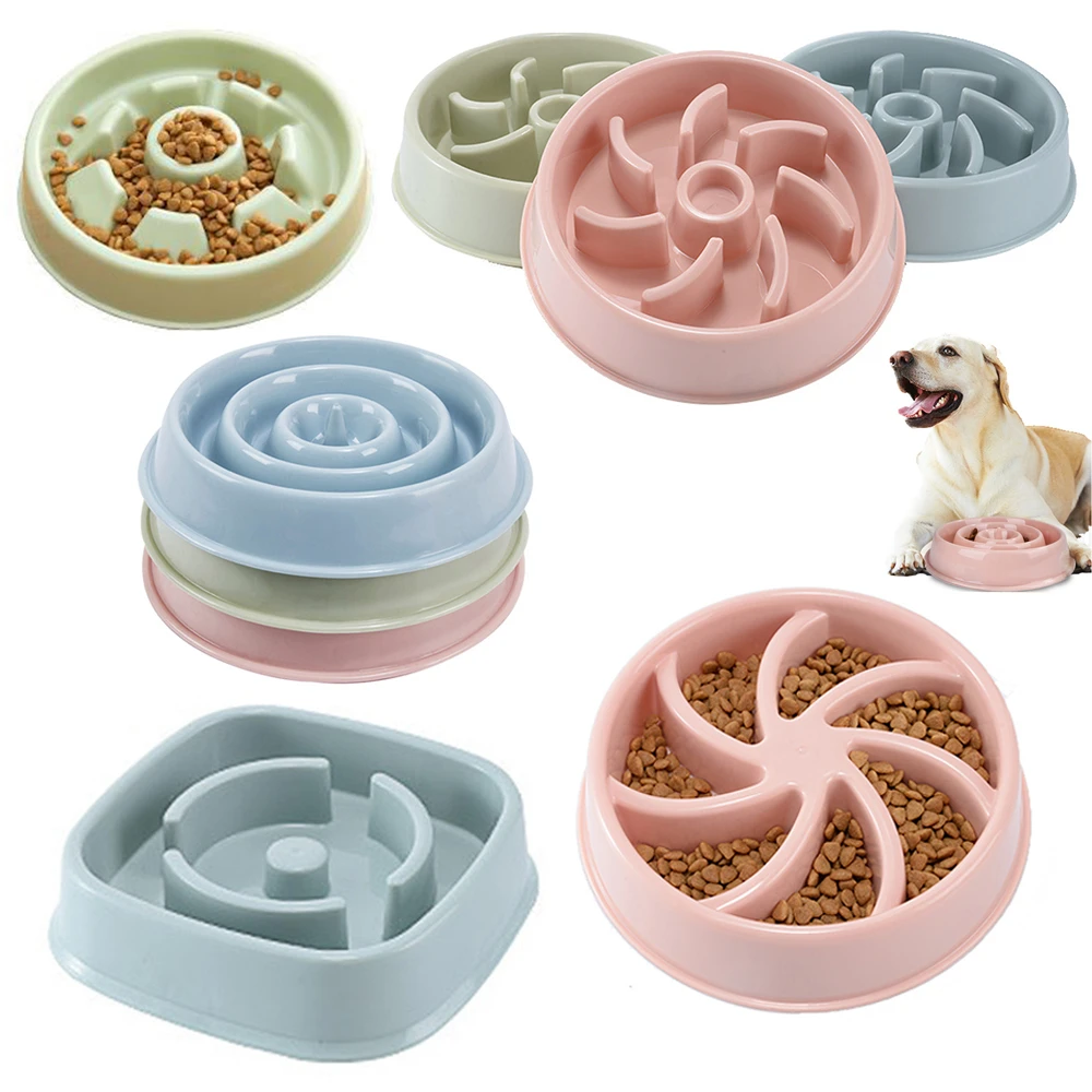 Pet Slow Food Bowl Anti-choking Feeder Plastic Dog Food Bowls Home Dogs Slower Eating Plate Cat Puppy Anti-gulping Feeding Dish