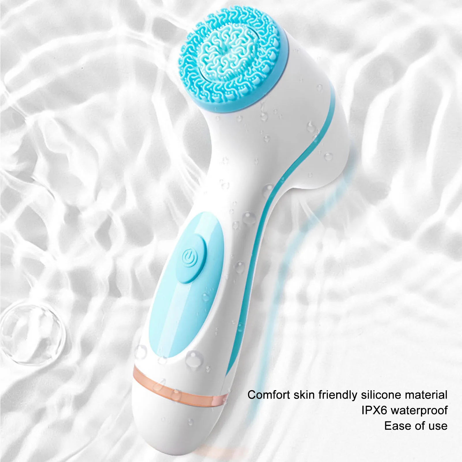 Facial Electric Cleaner Rechargeable Silicone Massage Cleansing Face Brush with Heads