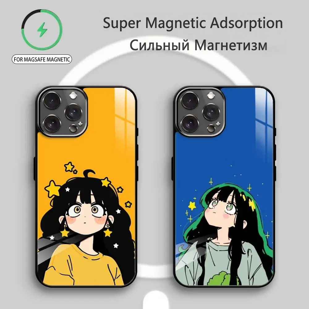 

C-Cute G-Girl Illustration Phone Case For iPhone17,16,15,14,13,12,11 Plus,Pro Max Magnetic For Magsafe Wireless Charging