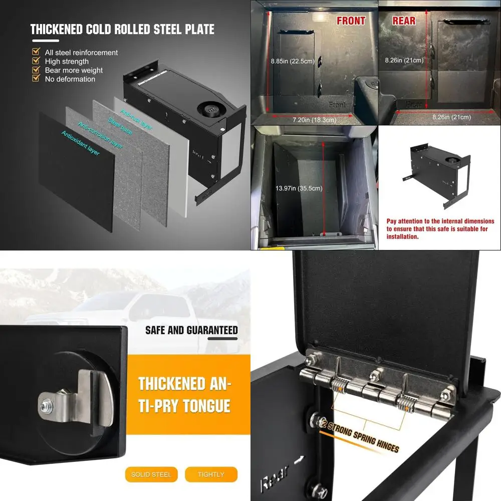 

Center Console Safe Gun Safe Box with Springs Hinge Compatible with 2021-2024 Ford F150, 2022-2023 F150 Lightning