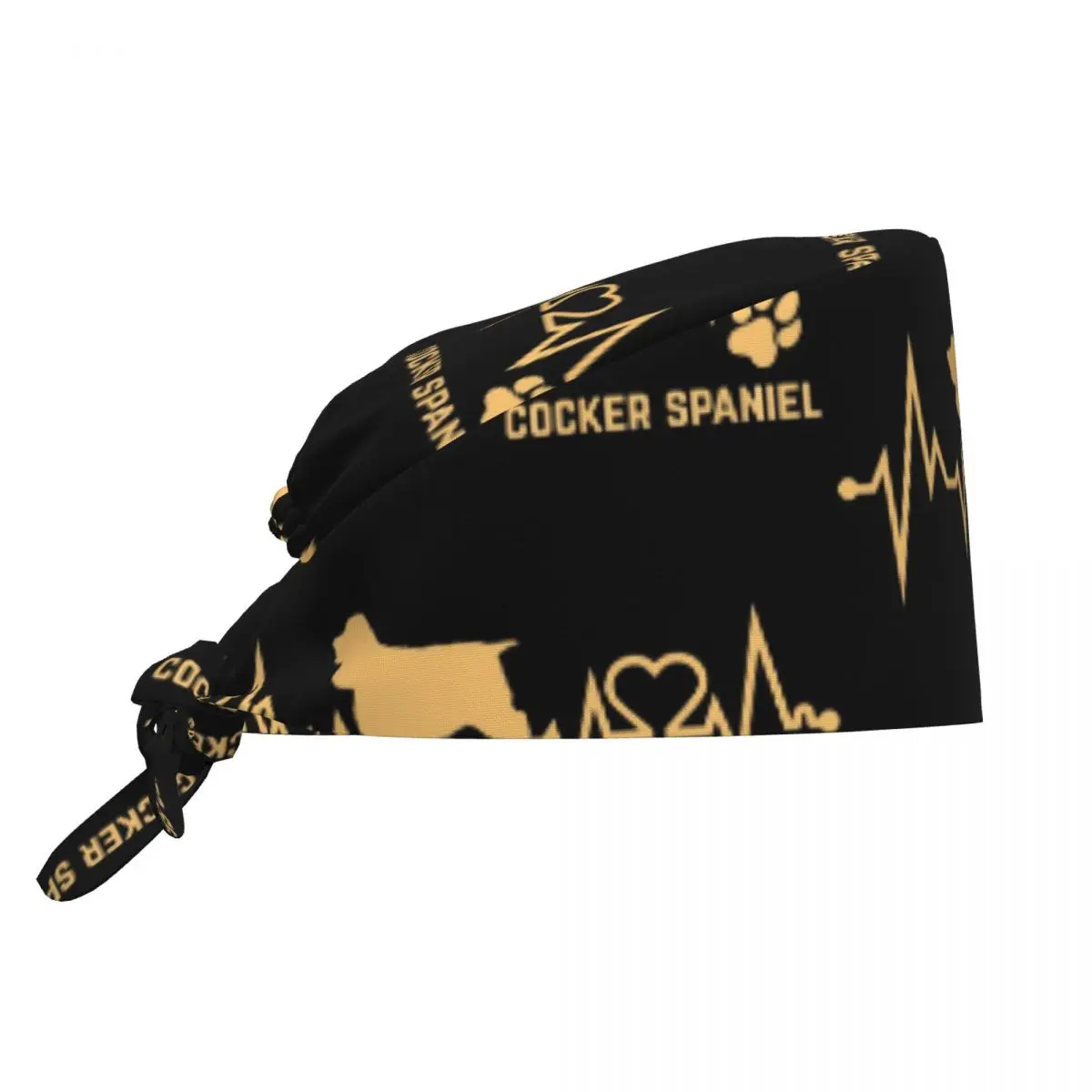 Cocker Spaniel Miłośnik Psów Bicie Serca EKG Impuls Rasowy Zwierzak Łapka Szorowanie Kapelusz Lekarz Pracujący Czepek Chirurgiczny Czepek Pielęgniarski dla Dentysty