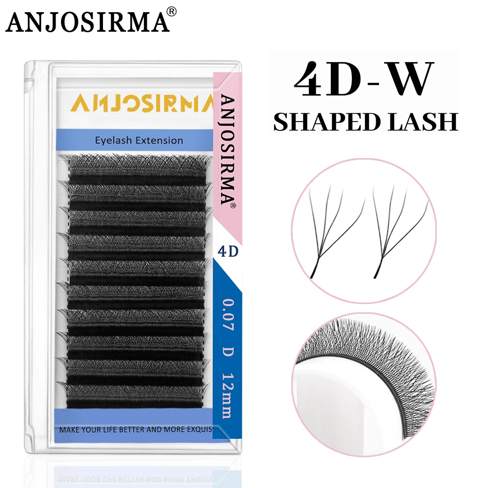 ANJOSIRMA 4D-W shape eyelash extension natural soft anime lashes prefabricated mink fluffy False eyelashes makeup tool