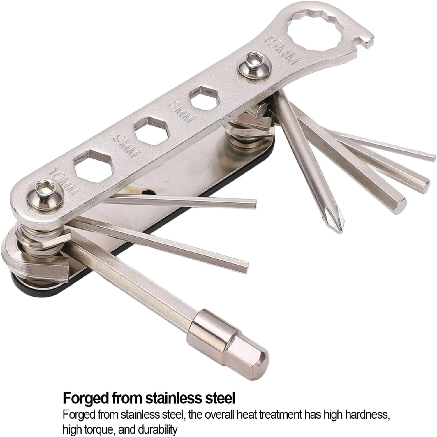 Enhance Outdoor Repair with Efficient, Durable, and Portable 12-in-1 Black Steel Bike Wrench Tool Kit - Upgrade Your Bicycle wit