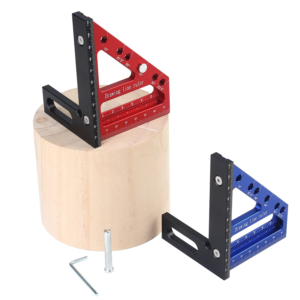 Regola di misurazione multi-angolo 3D Foro da 22,5-90 gradi Righello per tracciare Goniometro quadrato Linea di disegno Righello Triangolo mitra Righello