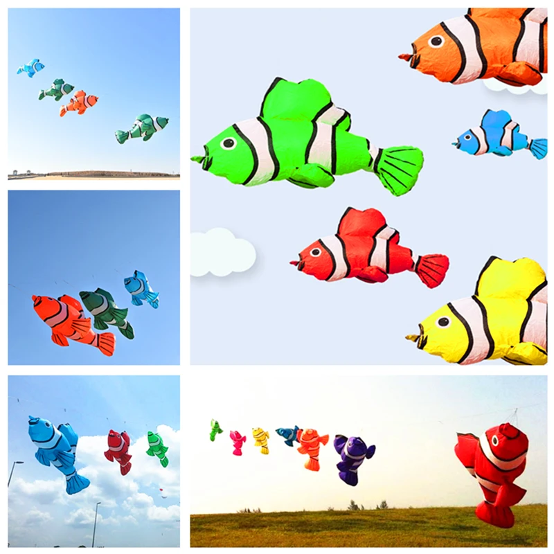 free shipping large fish kites pendant ripstop nylon soft kites fabric outdoor toys flying kite reel windsocks sales parachute