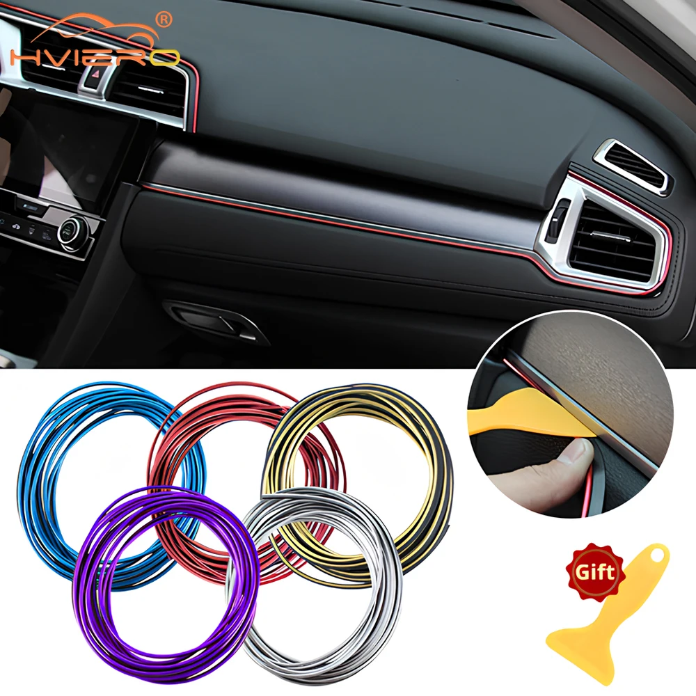 

Universal Car Modelling Strip Interior Decoration DIY Auto Styling Accessories Dashboard Door Chrome Trim Modify Multiple Colors