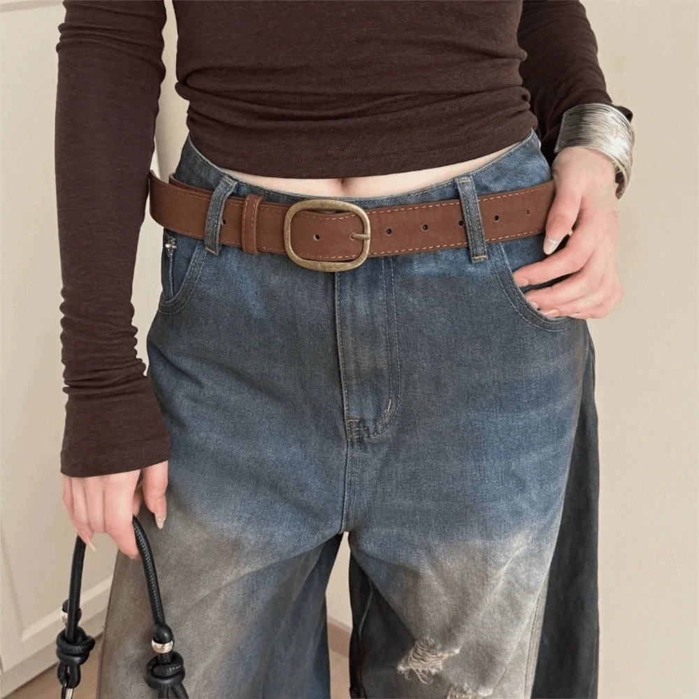 العصرية دبوس مشبك حزام جلد الغزال تصميم فاخر ريترو الأعمال حزام الخصر حزام الخصر عادية للنساء