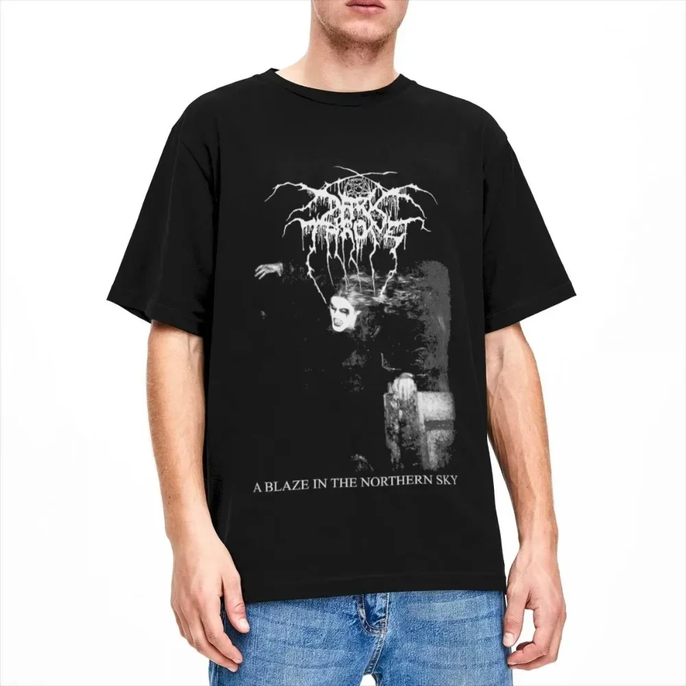 Darkthrone A Blaze Sky Stuff T-Shirt for Men Women Black Metal Band Awesome Pure Cotton Shirt O Neck Short Sleeve Plus Size Tops