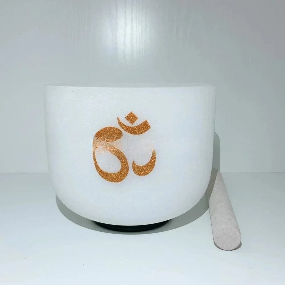 رائجة البيع ، وعاء كريستال OM بريق مسحوق اليوغا التأمل بوذا وعاء الصوت الكوارتز وعاء أغنية بوذا الصوت الغناء