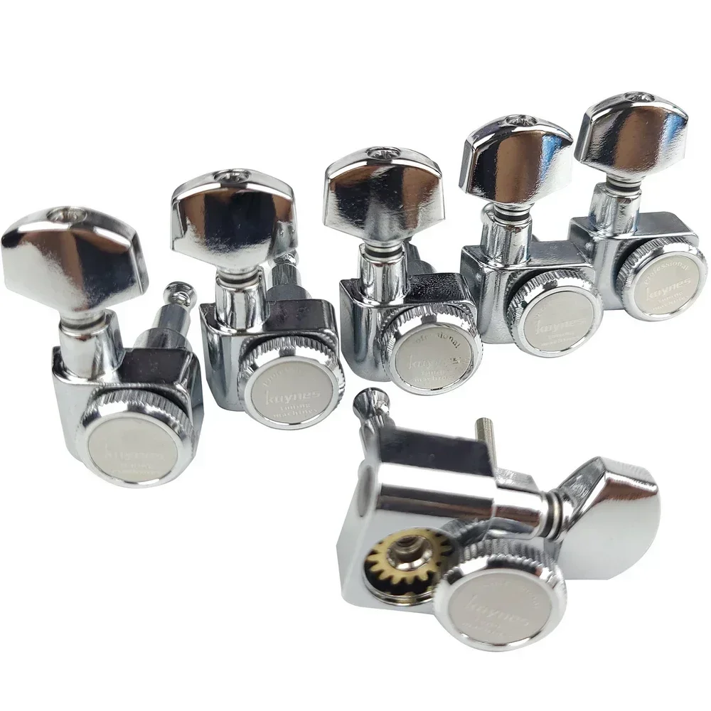 1 Set 6 In-line No Screw Locking Electric Guitar Machine Heads Tuners Lock String Tuning Pegs Chrome Silver