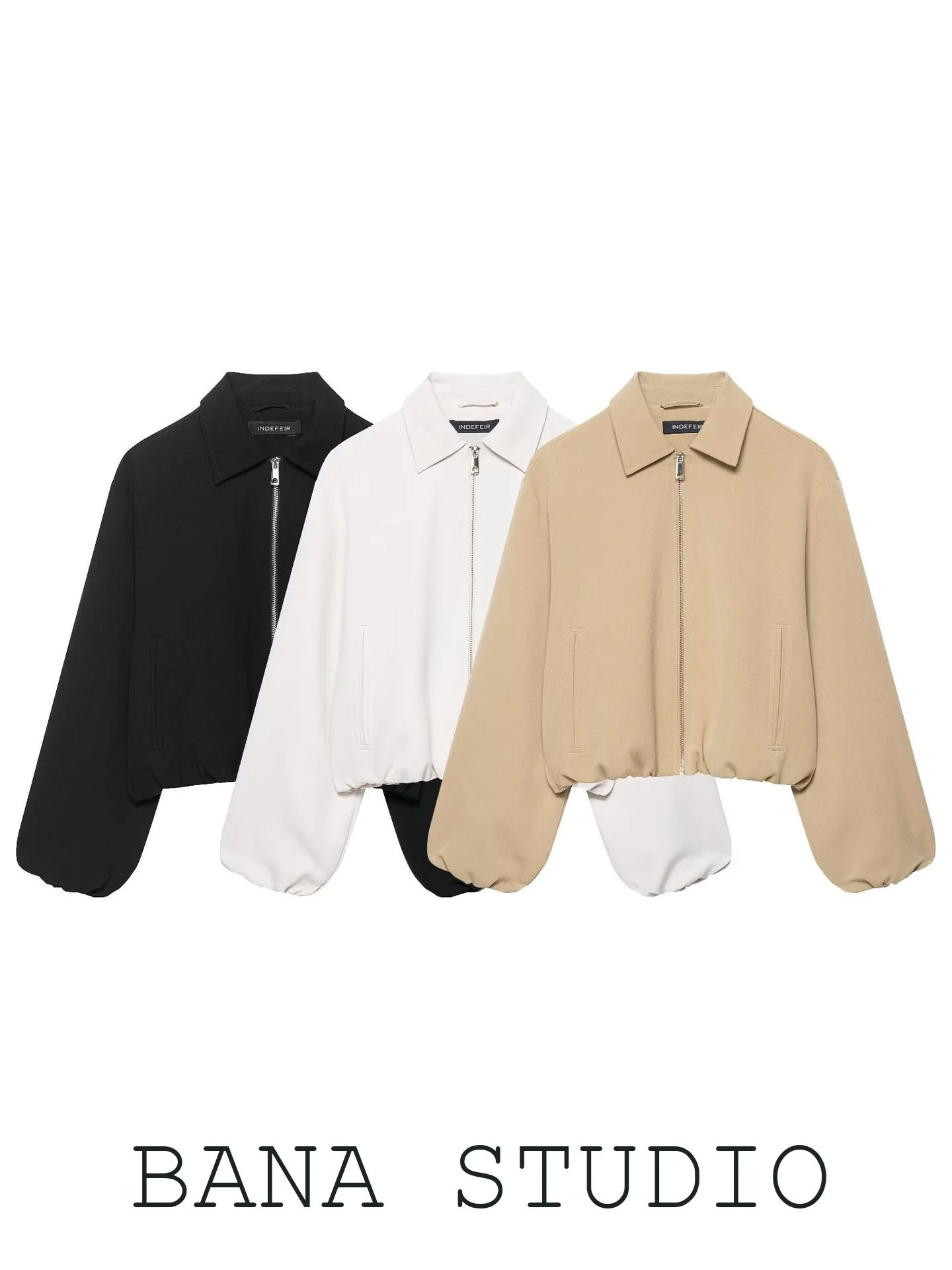 

Simple ort Flip-Collar Waist-Cinched Jaet Women's Outerwear BANA Tailor-op Autumn Collection plus Size Cact Design